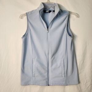 Lands End Light Baby Blue Fleece Full Zip Vest Oeko-Tex-Tested Small